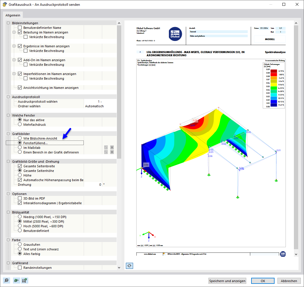 Vorschau der Spektralanalyse-Ergebnisse