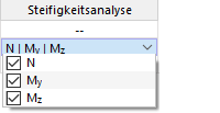 Schnittgrößen für Steifigkeitsanalyse
