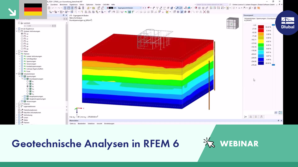 Komplexe geotechnische Analysen eines Bauwerks im RFEM 6 Webinar dargestellt.