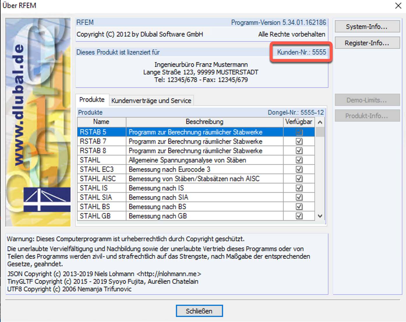Wo finde ich in RFEM 5 oder RSTAB 8 meine Kundennummer?