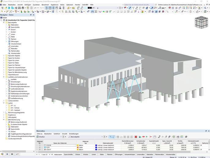 RFEM-Modell des Bürogebäudes | © Die Tragwerker GmbH