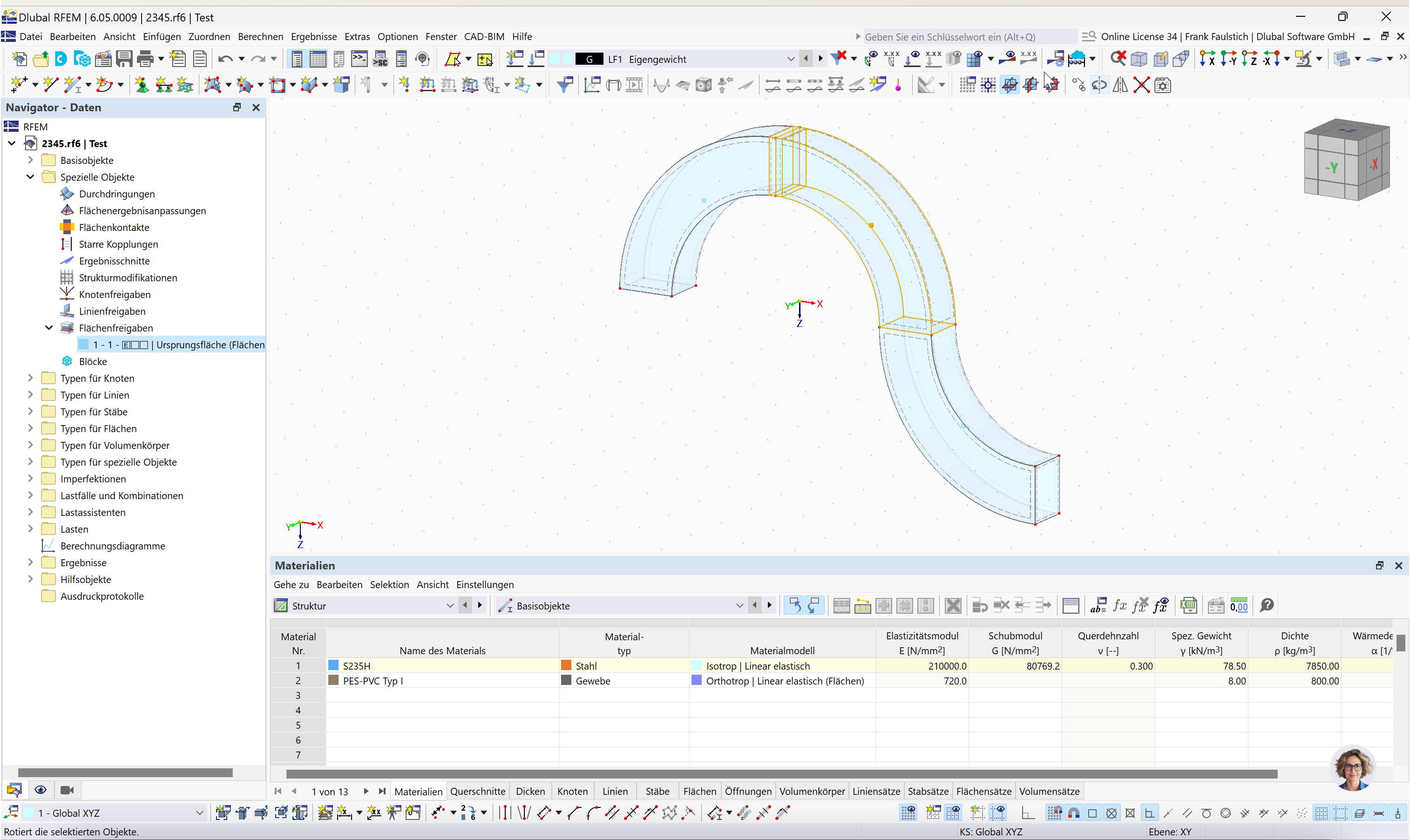 FAQ 005457 | Sind Volumenkörper, die eine gemeinsame Fläche haben, automatisch biegesteif miteinander verbunden?