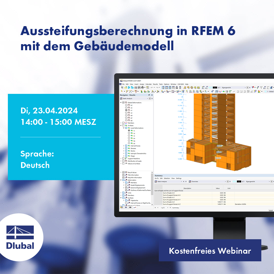 Aussteifungsberechnung in RFEM 6 mit dem Gebäudemodell