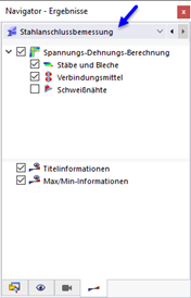 Navigator - Ergebnisse für Stahlanschlussbemessung