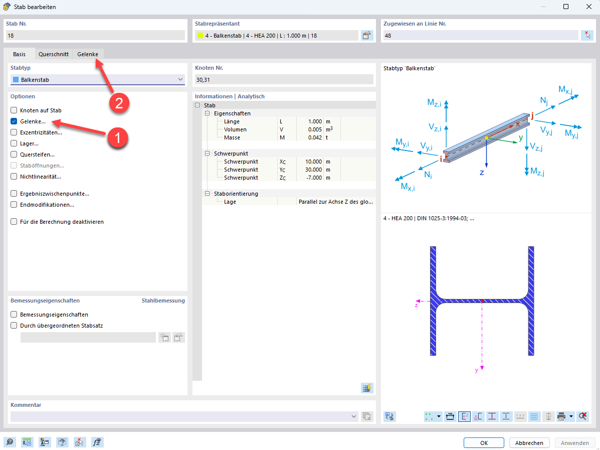 FAQ 005470 | Wie kann ich einen Stab gelenkig an einen Knoten anschließen?