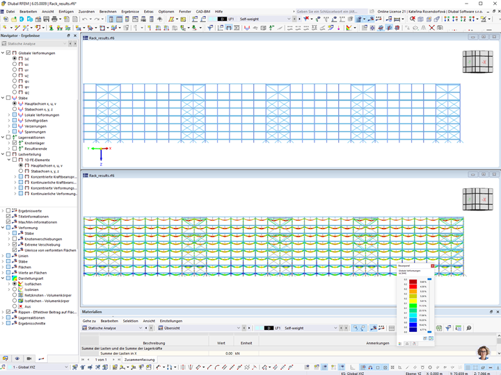 Längsansicht des Regallagers in RFEM