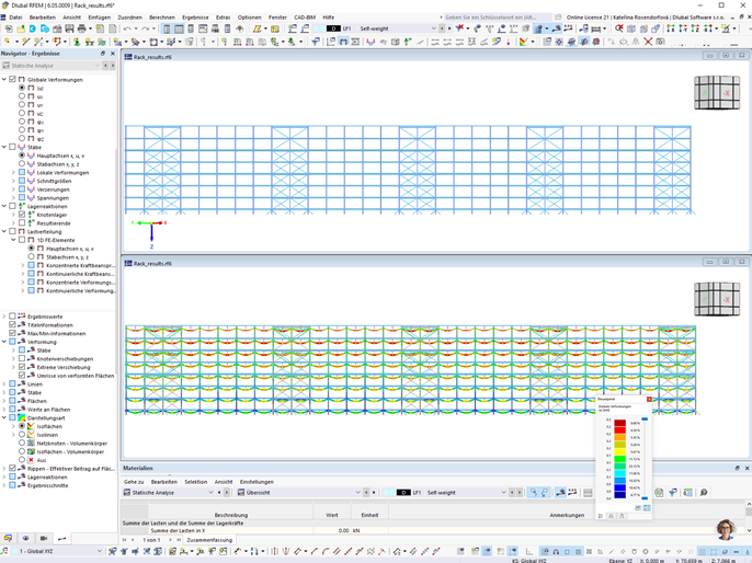 Längsansicht des Regallagers in RFEM