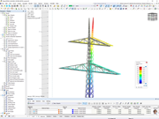 Windverformung von einem Stahlmast