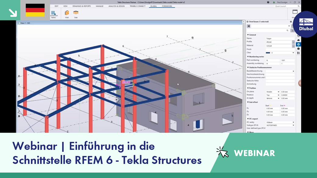 Die Schnittstellenintegration von RFEM 6 mit Tekla Structures wird in einem Webinar zur plattformübergreifenden Zusammenarbeit vorgestellt.