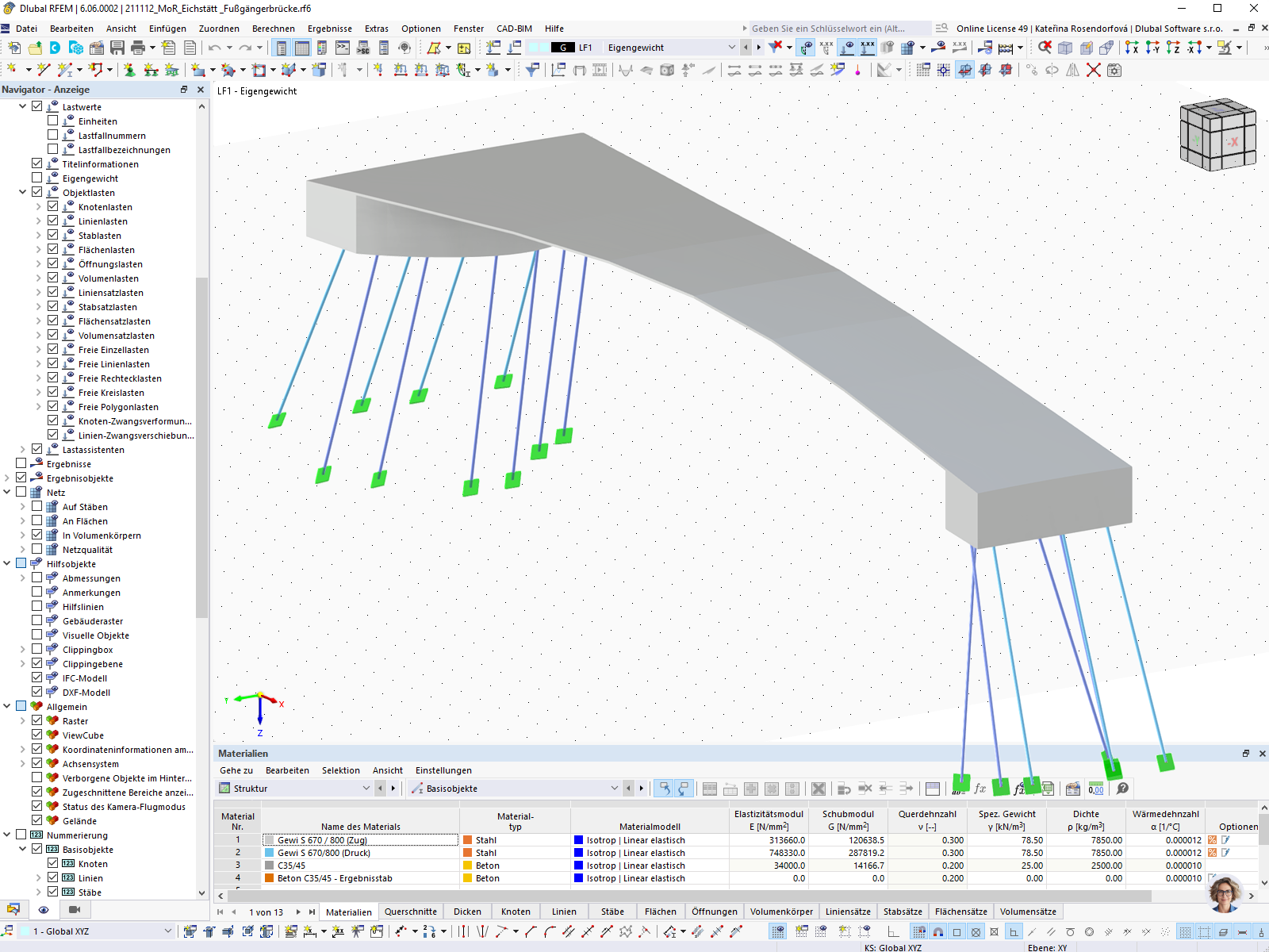 RFEM-Modell der Fuß- und Radwegbrücke, Eichstätt | © Bergmeister Ingenieure