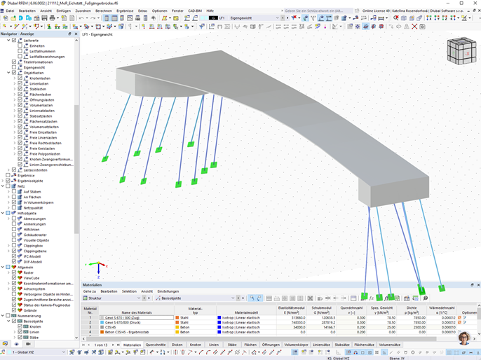 RFEM-Modell der Fuß- und Radwegbrücke, Eichstätt | © Bergmeister Ingenieure