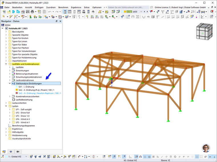 Statikanalyse-Einstellungen im Navigator