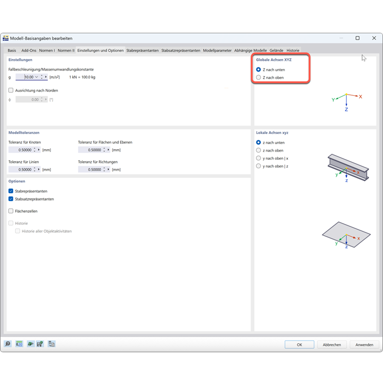 FAQ 005518 | Wo kann ich in RFEM 6 nachträglich das globale Achssystem umkehren (Ausrichtung der globalen Z-Achse)?