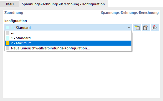 Dialog 'Linienschweißverbindung': Konfiguration zuweisen