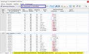 Ergebnistabellen 'Spannungen in Liniennähten' für Spannungs-Dehnungs-Berechnung