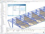 RFEM-Modell der Stahl-Membranüberdachung der Tribüne der Technischen Universität Xuzhou, China