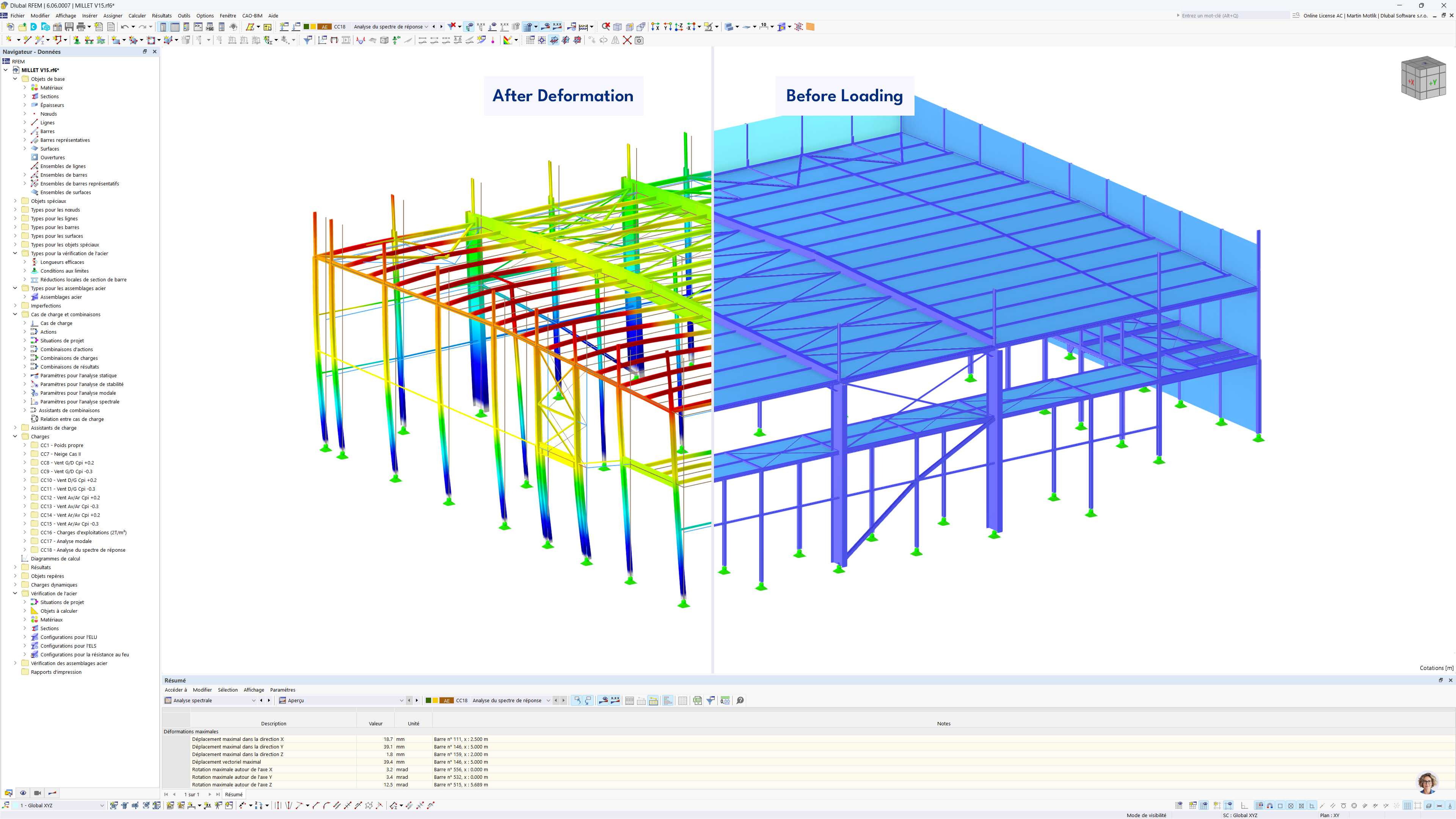 Lagererweiterung vor und nach der Verformung in RFEM 6