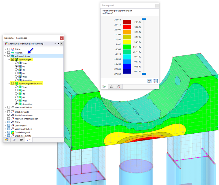 Spannungen an Volumenkörpern darstellen