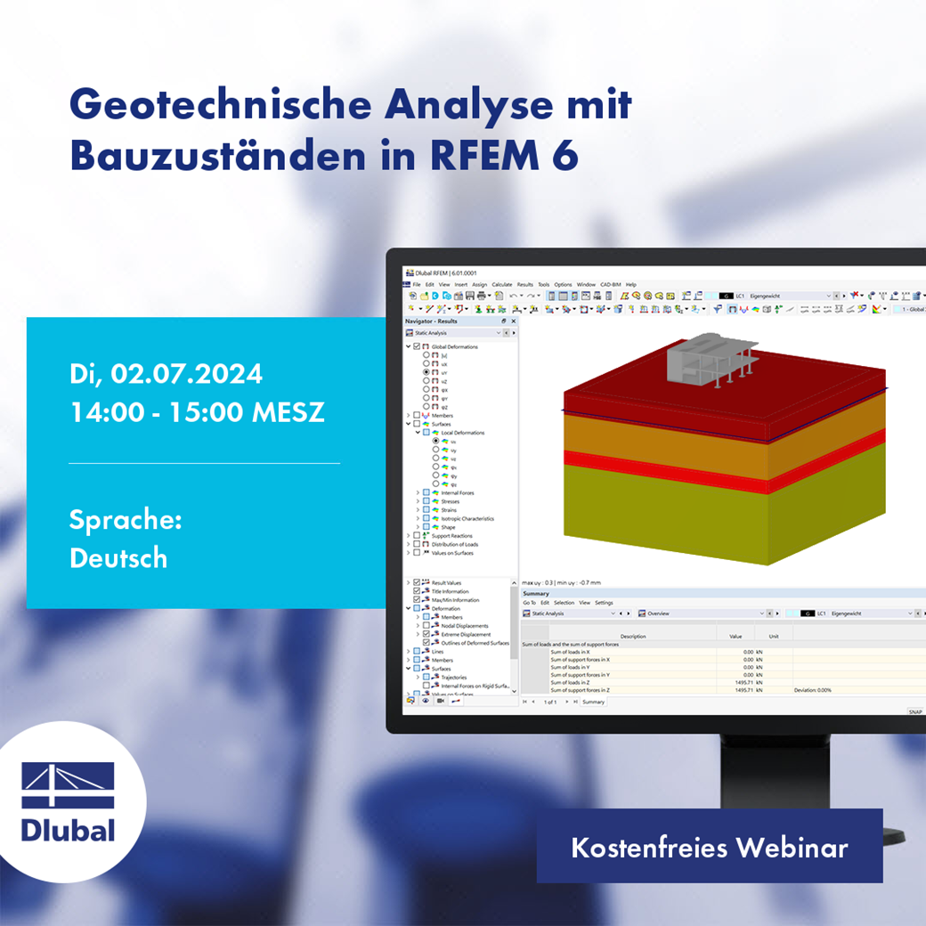 Geotechnische Analyse mit Bauzuständen in RFEM 6