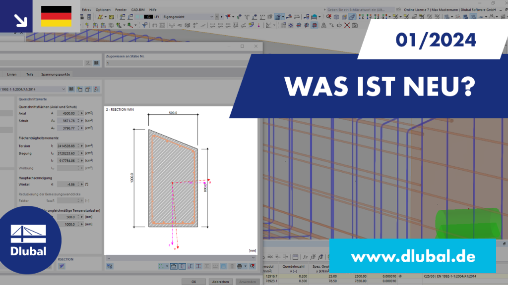 Graphische Präsentation der neuen Features in RFEM 6 und RSTAB 9 für Januar 2024.