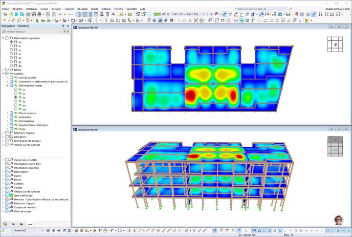 Verformungsbild des Hochhauses PB9 in RFEM