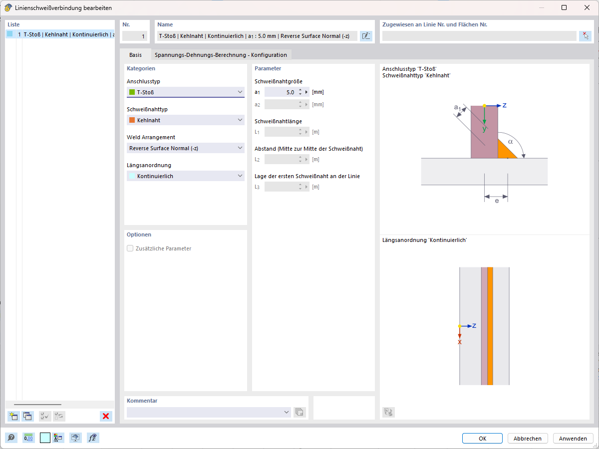 Exzentrische Schweißnahtkonfiguration