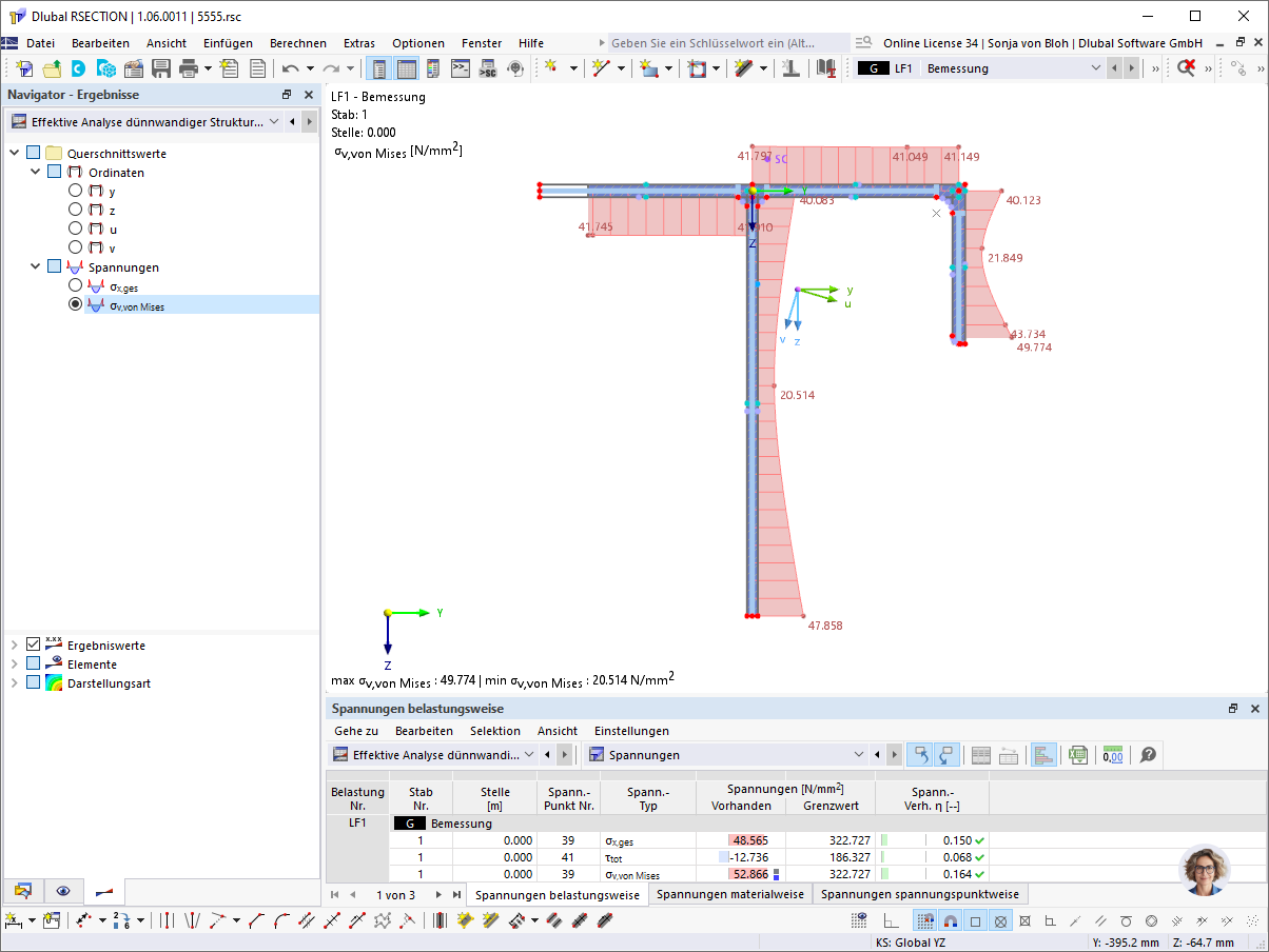 Spannungen am wirksamen Querschnitt