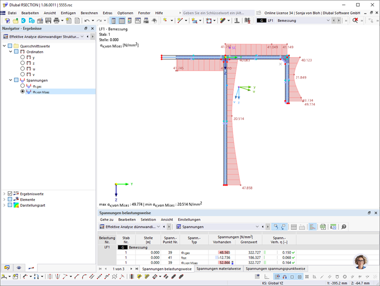 Spannungen am wirksamen Querschnitt
