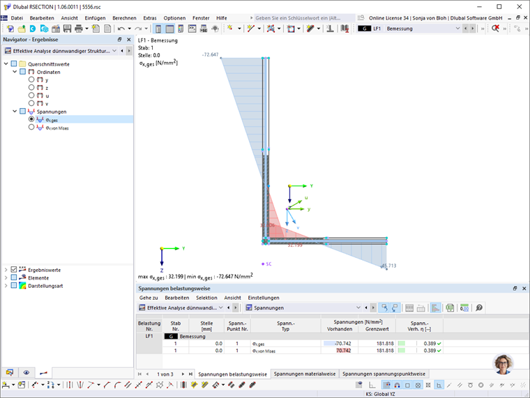 Spannungen am wirksamen Querschnitt