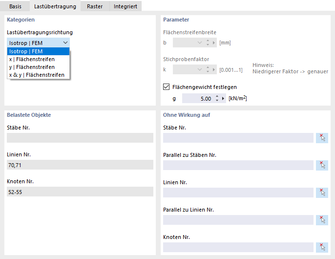 Eigenschaften für Lastübertragung