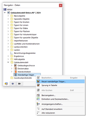 Wandartigen Träger über Navigator-Kontextmenü anlegen