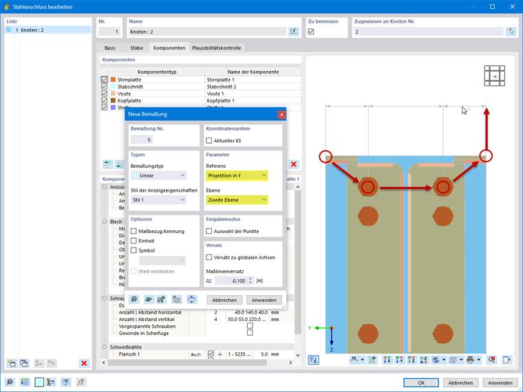Setzen der Bemaßung