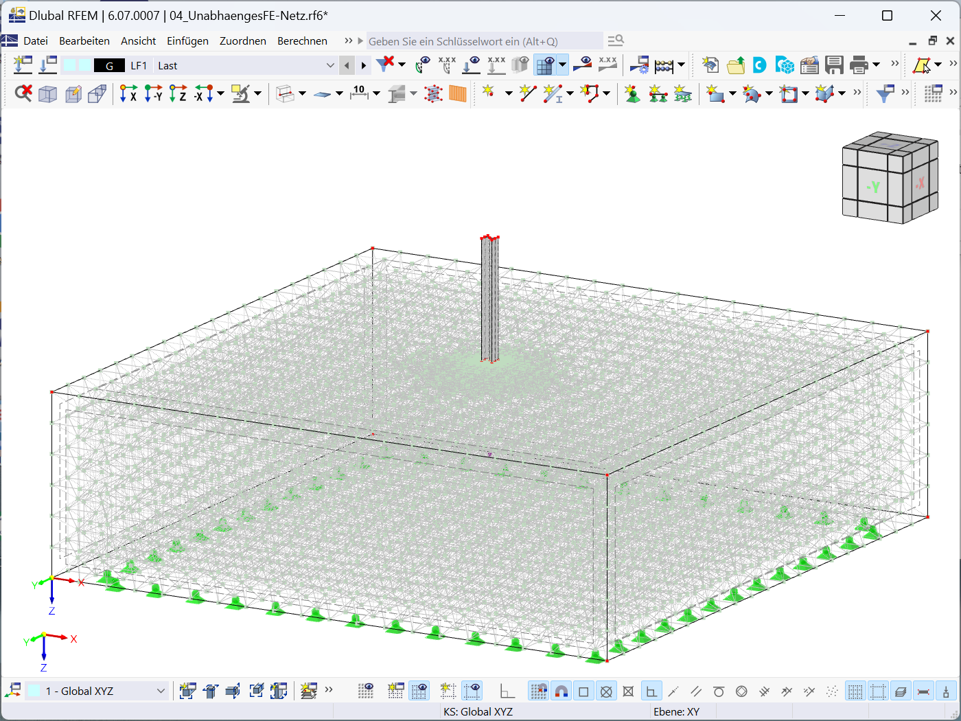 FE-Netz, das ohne die Funktion "Unabhängiges Netz bevorzugt" erzeugt wurde