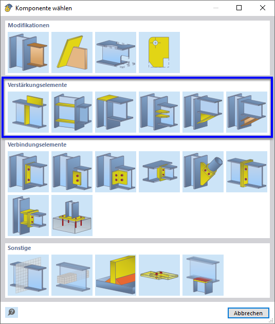 Komponenten für Verstärkungselemente