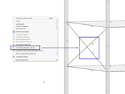 Kontextmenü mit Option für kreuzende Linien