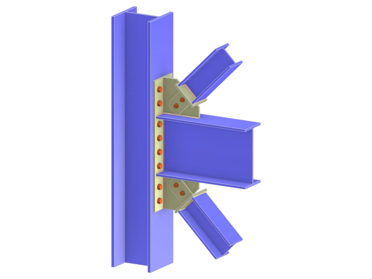 Modell 005103 | Träger und Diagonalverbände zu Stützenflanschverbindung mittels überstehender Stirnplatte und Zungenplatte