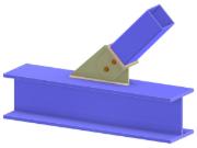 Modell 005220 | Fachwerk Y-Knoten | Diagonale-Gurt-Verbindung über Knotenblech, Zungenplatte und Kopfplatte