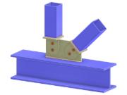 Modell 005249 | Fachwerk-N-Knoten | Anschluss der Diagonalen und Vertikalen an den Gurt mit Knotenblech, Verstärkungsblech und Kopfplatte