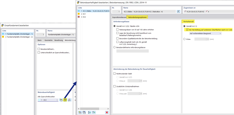 Darstellung von Vorhaltemaßen bei Betonfundamenten mit Fokus auf bauliche Genauigkeit.