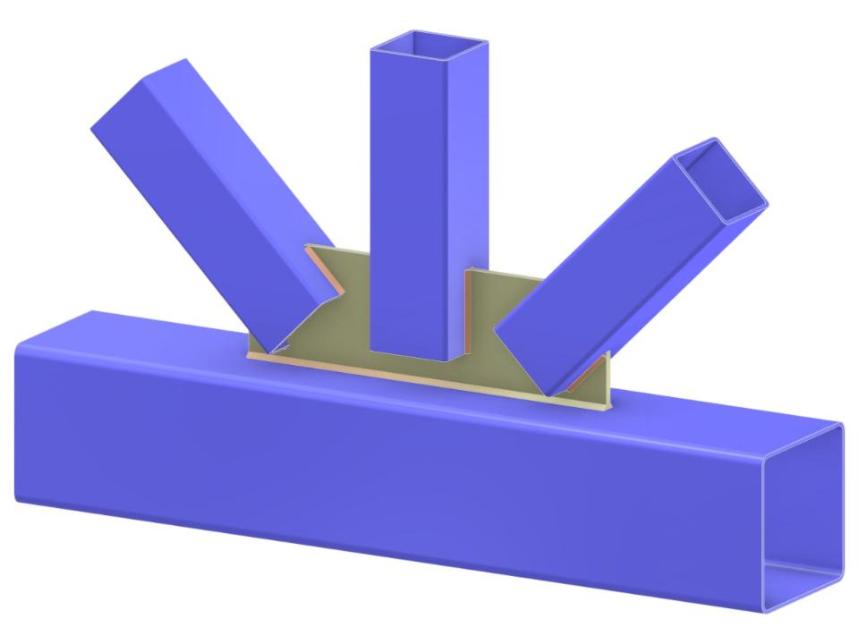 Modell 005325 | Fachwerk KT-Anschluss | Diagonale und Vertikale an Gurtverbindung mit Knotenblech