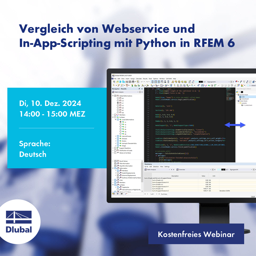 Vergleich von Webservice und In-App-Scripting mit Python in RFEM 6