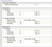 Fahrstreifen mit Versatz definieren