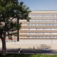 Statische Strukturelemente des Volano-Gebäudes im Krankenhauskomplex der Stadt Siena in Italien.