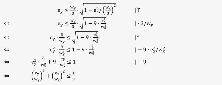 Herleitung zur 2. Kernweite mit zweiachsiger Exzentrizität
