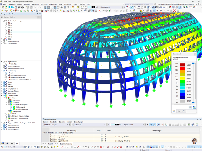 Verformungen des Luftschiffhangars in RFEM | © Marx Krontal Partner, MKP GmbH
