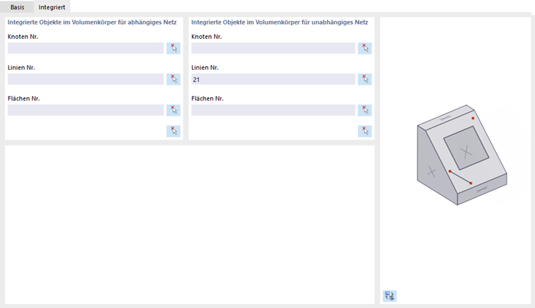 Integrierte Objekte im Volumenkörper