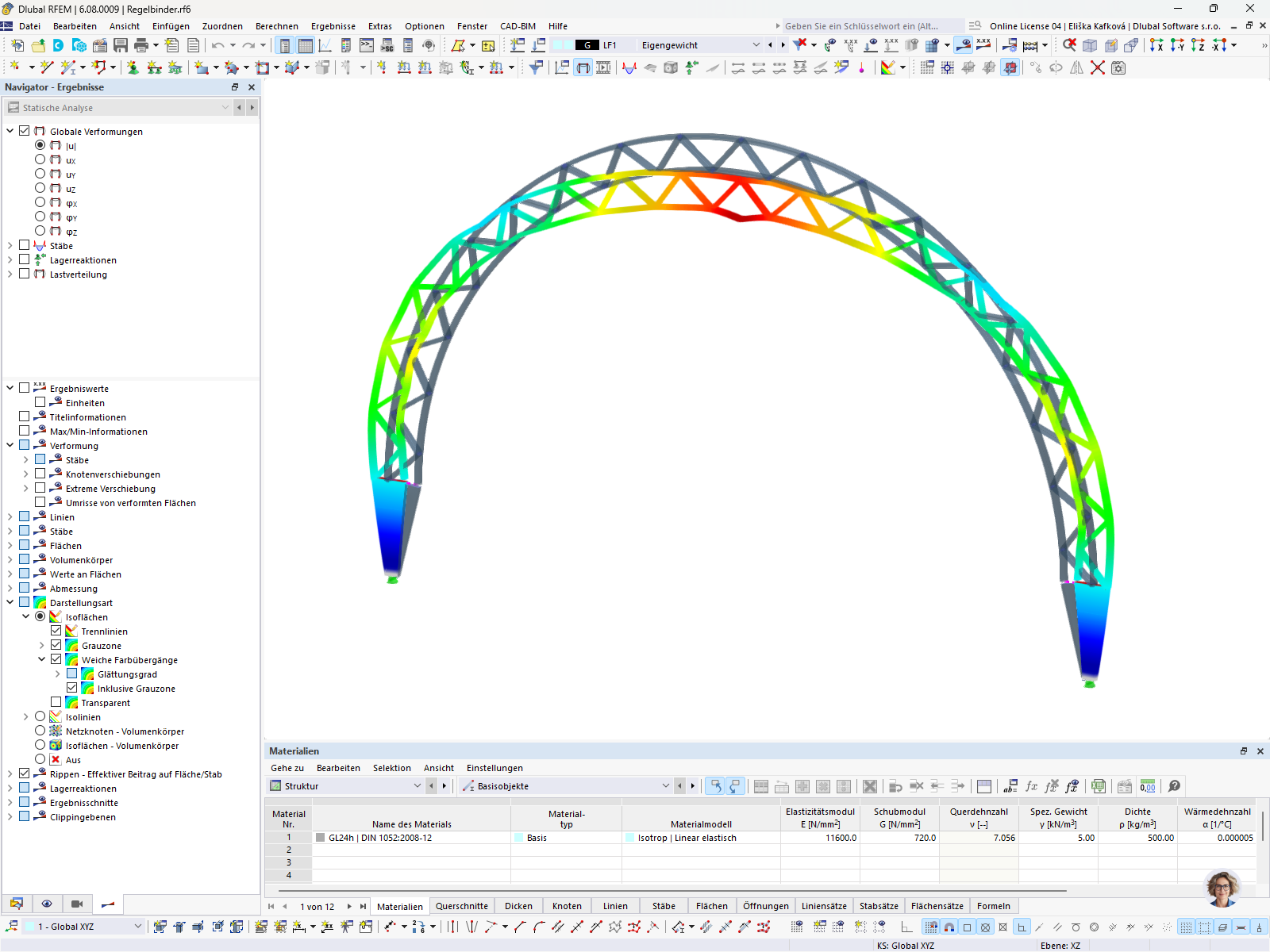 RFEM-Modell eines Regelbinders mit Verformungen | © Marx Krontal Partner, MKP GmbH
