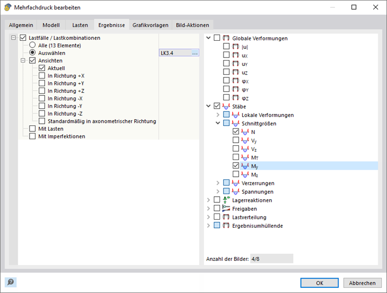 Grafikauswahl für Mehrfachdruck anpassen