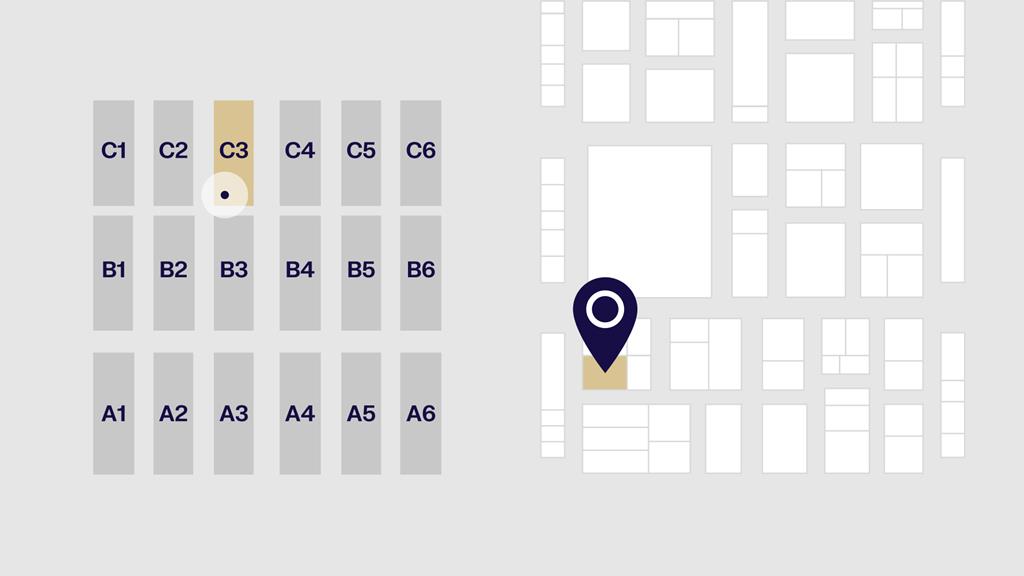 Interaktive Darstellung des Hallenplans mit dem Messestand auf der BAU 2025