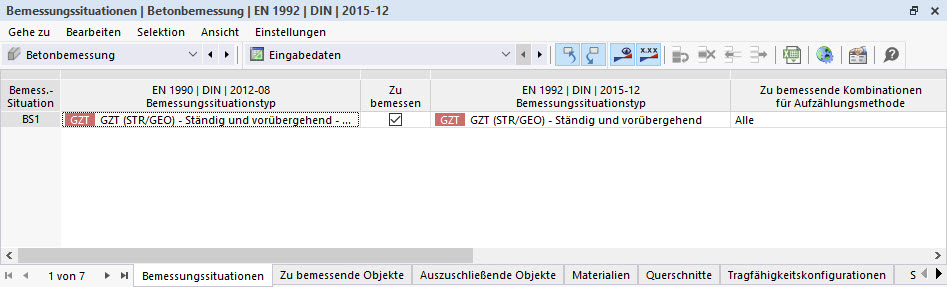 Illustration einer Bemessungssituation für Betonbemessung mit GZT-Funktion